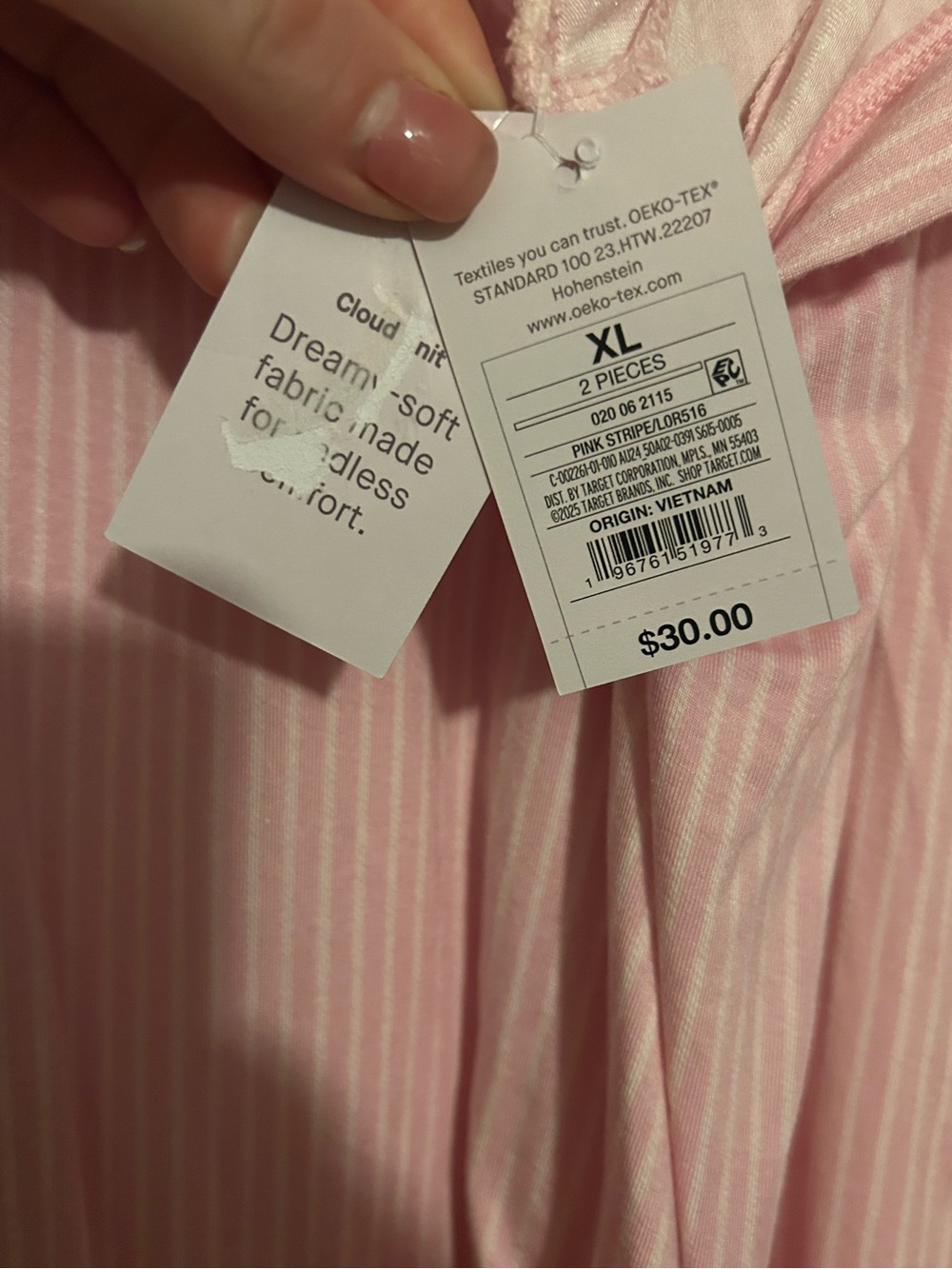 NWT Auden Pink Striped Short-Sleeve Button Pajama Top- XL - Picture 6 of 6